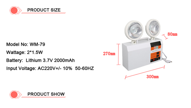 LED Emergency Twin-Head Light Metal Housing