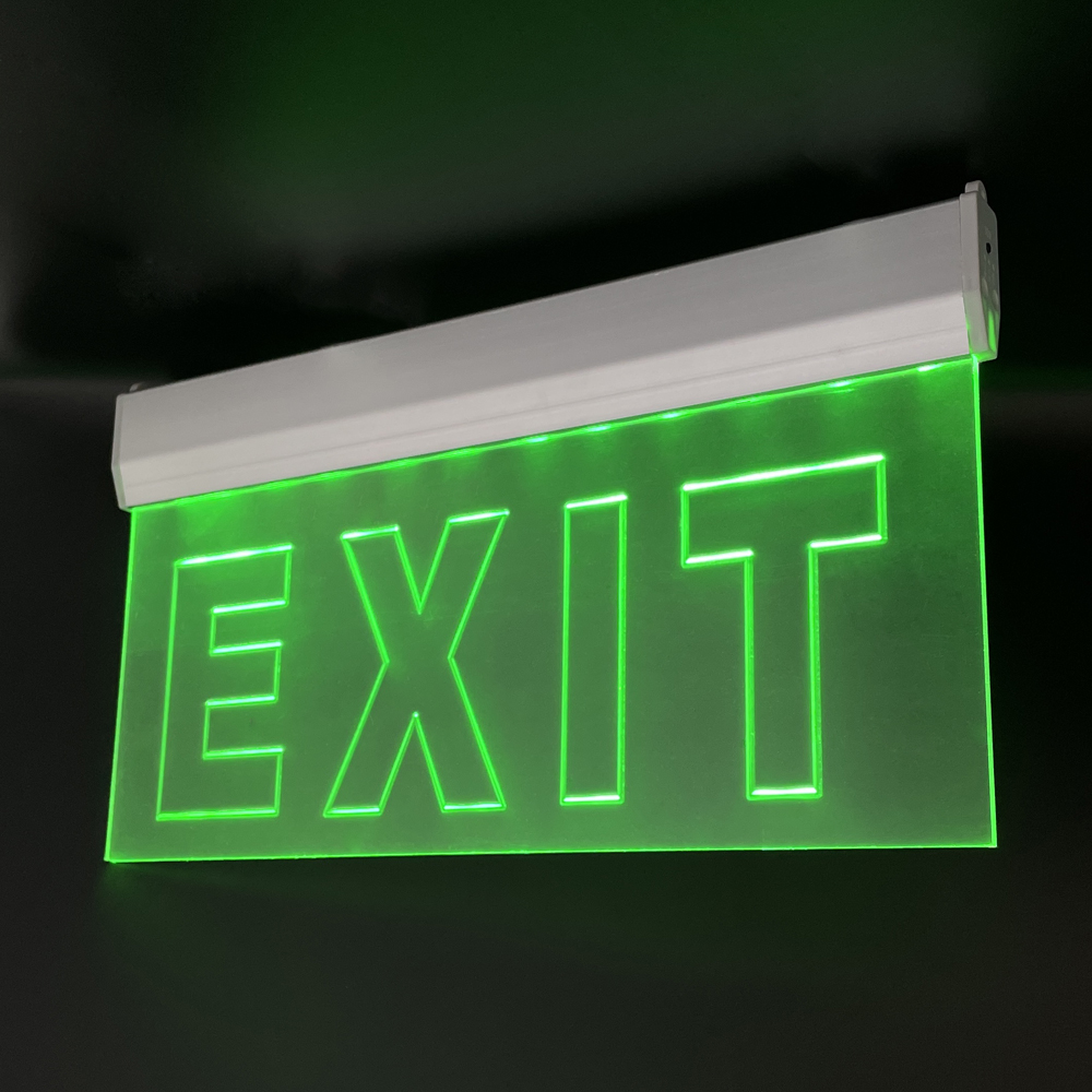Fire Emergency Exit Sign, LED Exit Sign, Emergency Safety Light Green Light with Transparent Panel or PVC Sticker